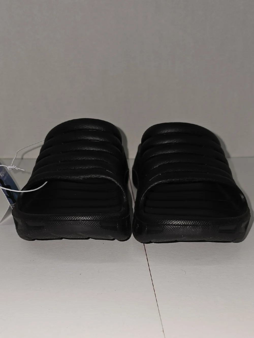 Kuailu Men's Black Slide Sandals - Comfortable Everyday Slip-Ons Size 10